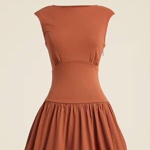 J.CREW BUBBLE-HEM MIXY DRESS. SIZE: M. COLOR: TOASTED PAPRIKA. ITEM # CI886.